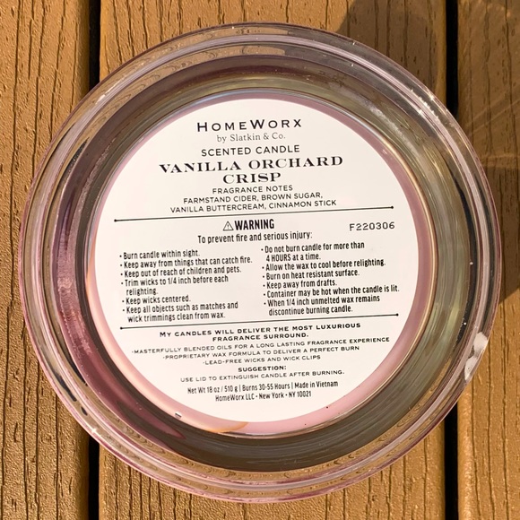 🆕HARRY SLATKIN HOMEWORX “VANILLA ORCHARD CRISP” 4 WICK 18oz CANDLE — 1/2 CANDLE - Picture 3 of 4